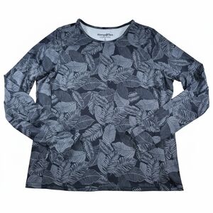 ​Hang Ten UPF 50+ Sun Shirt L Tropical Leaf Print Long Sleeve Pockets